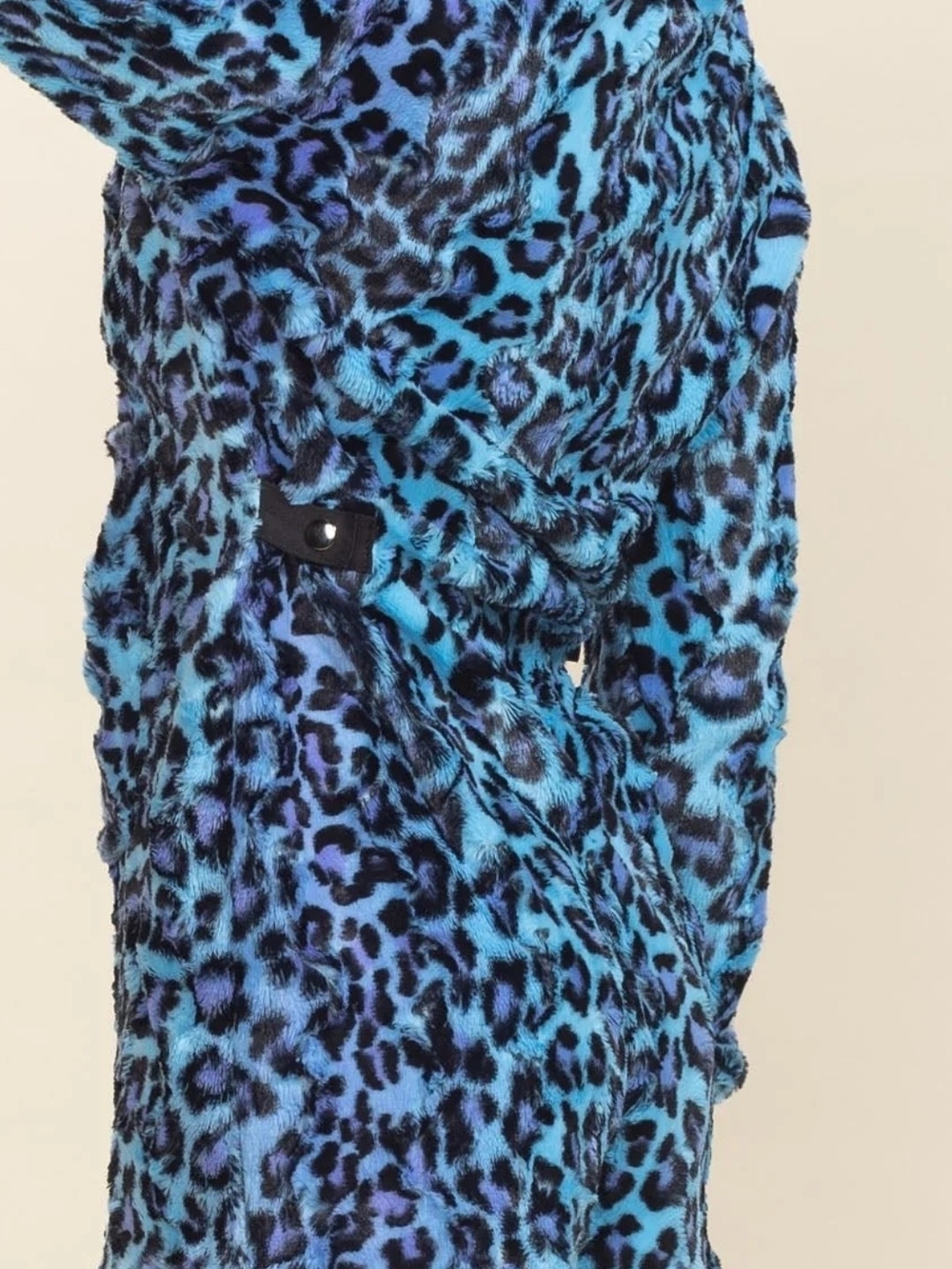 Blue Leopard Plush Hooded Jacket Romper - Picture 6 of 6